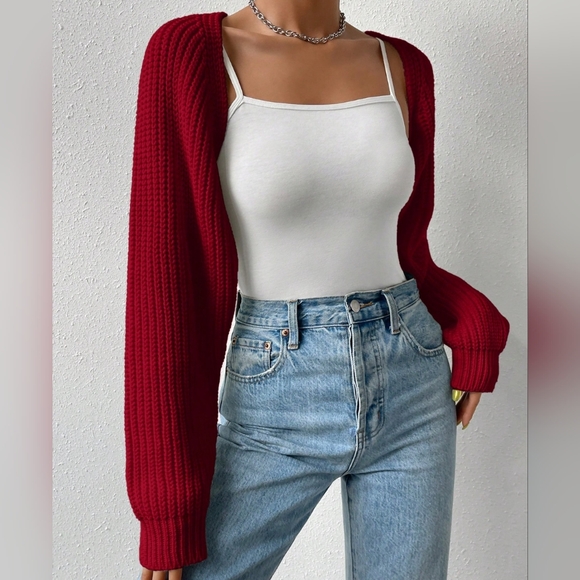 Easy Days Open Front Cardigan - Burgundy - Picture 8 of 8